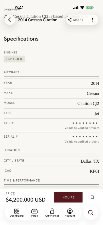 AVXact’s detailed aircraft specifications